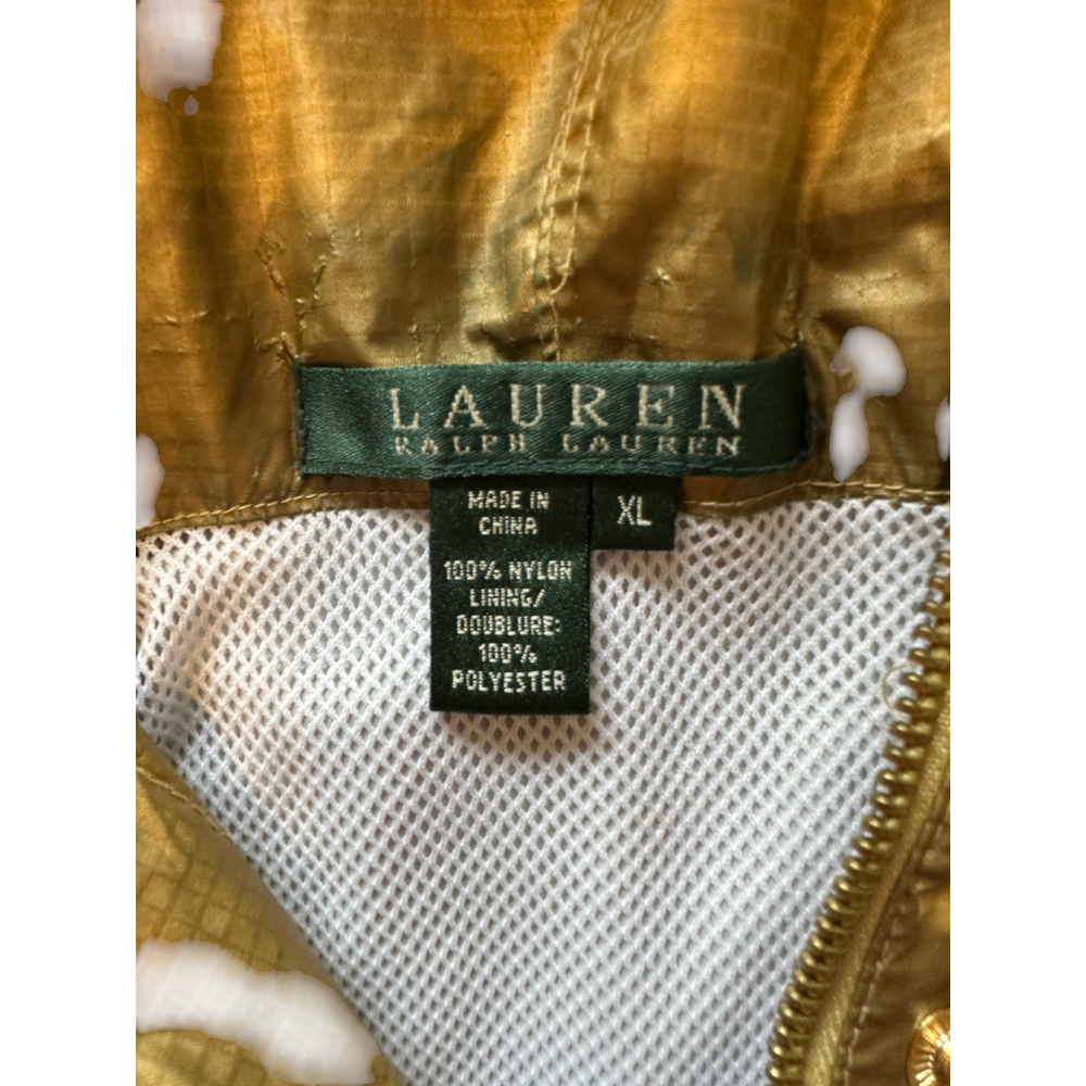 Vintage Women's Lauren Ralph Lauren Windbreaker Jacket Hood XL Gold Metallic - Picture 6 of 16